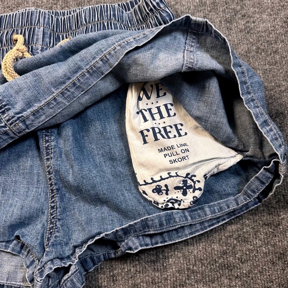 Free People We The Free Large Madeline Pull-On Skort Indigo Chambray Blue Denim - Picture 4 of 9